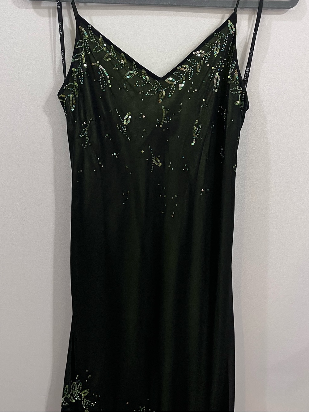 Xscape Black and Lime Green Sequin Dress